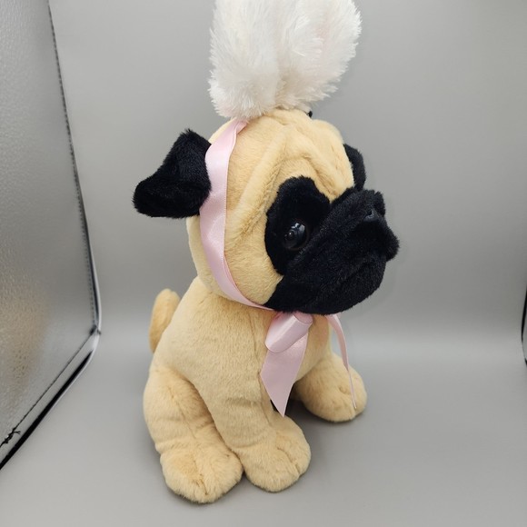 Ganz Easter Pug Plush Puppy Dog Bunny Ears Realistic Stuffed Animal Toy - Picture 7 of 12